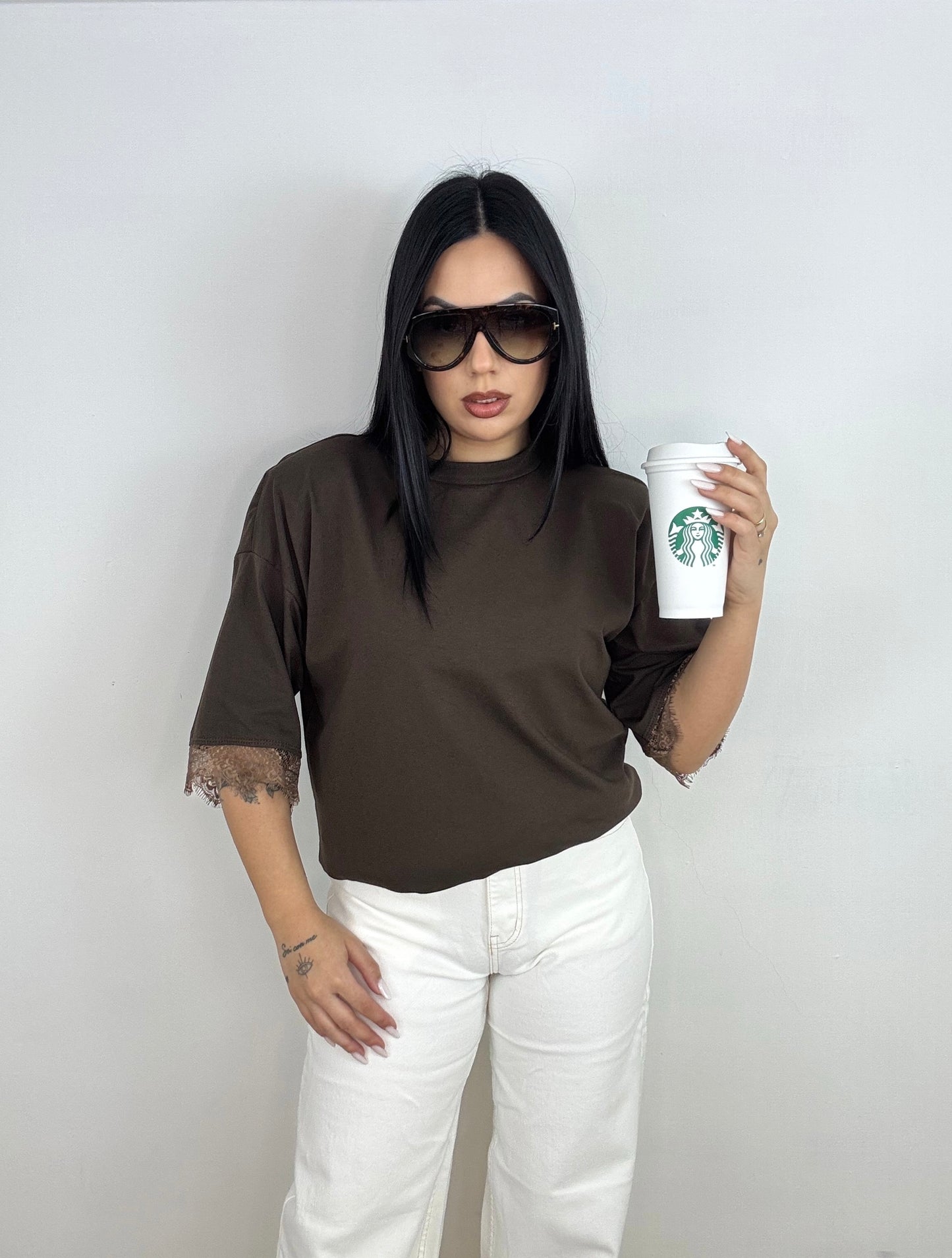 T-SHIRT MANICA PIZZO