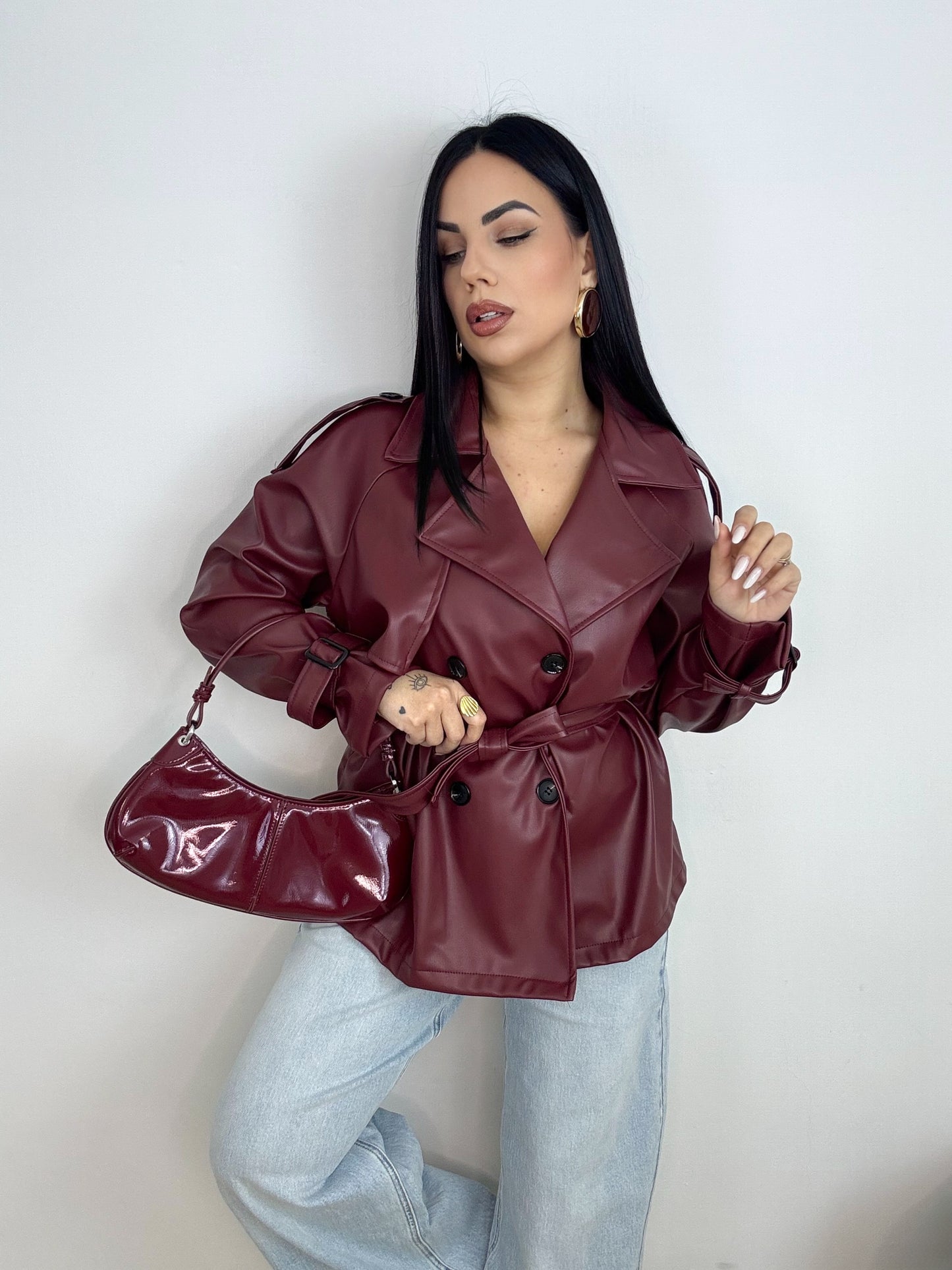 TRENCH ECO.PELLE BORDEAUX