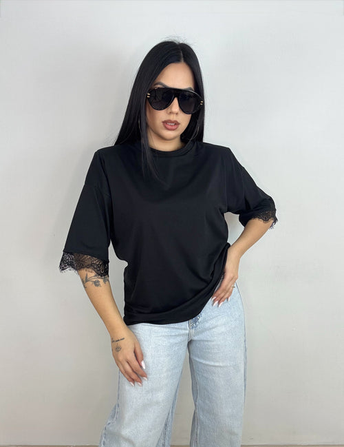 T-SHIRT MANICA PIZZO