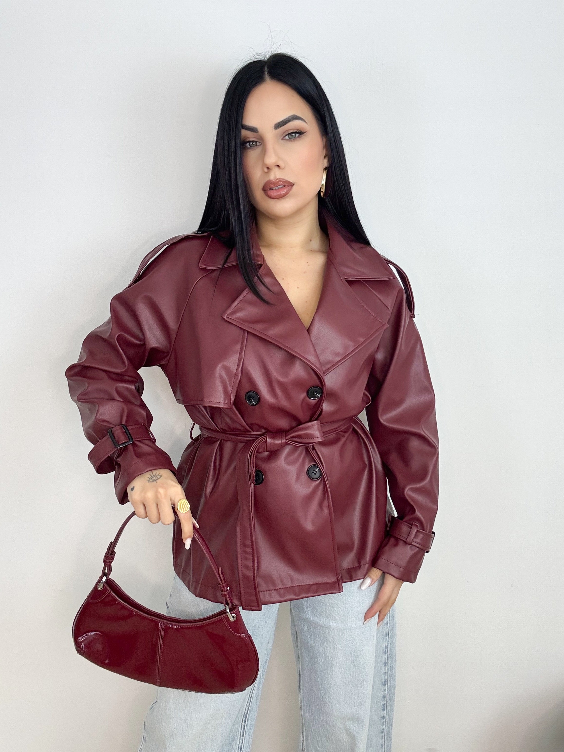 TRENCH ECO.PELLE BORDEAUX